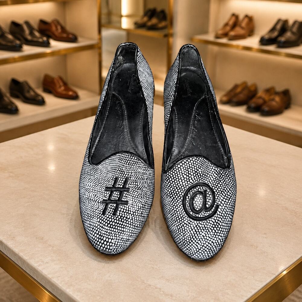 Chatelles Paris Albert Smoking Loafers # @ Black White Leather EU 37 US 6.5